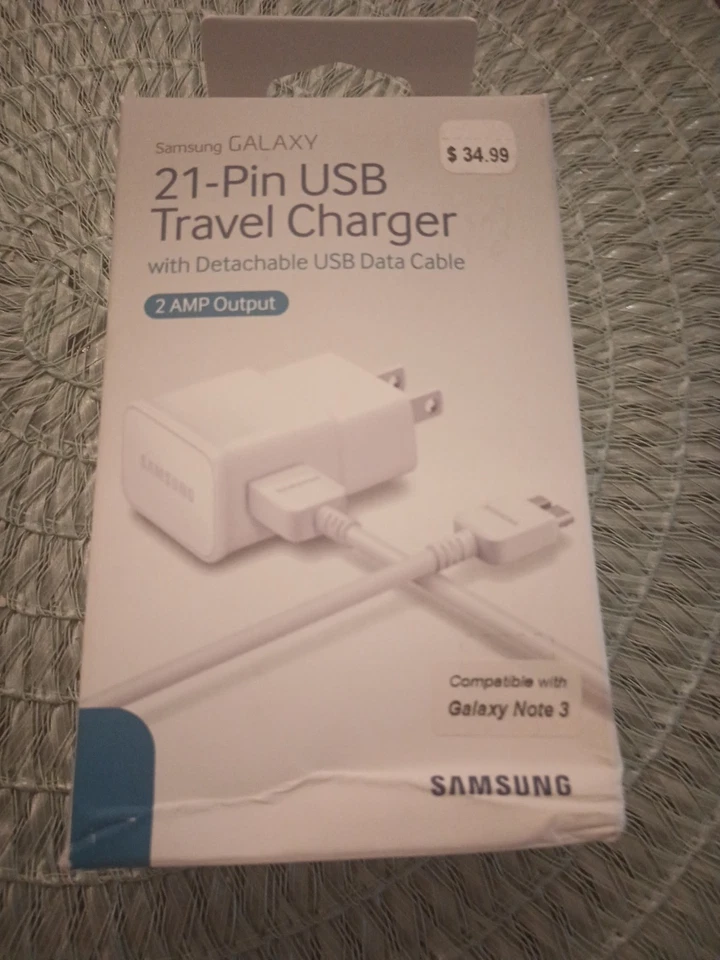 Samsung 21-Pin USB Charger W/ USB Data Cable Galaxy Note 3, SAMN900VTVL - Image 2 of 4