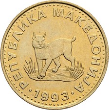 Mazedonien, 5 Denari, 1993, Nickel-Messing