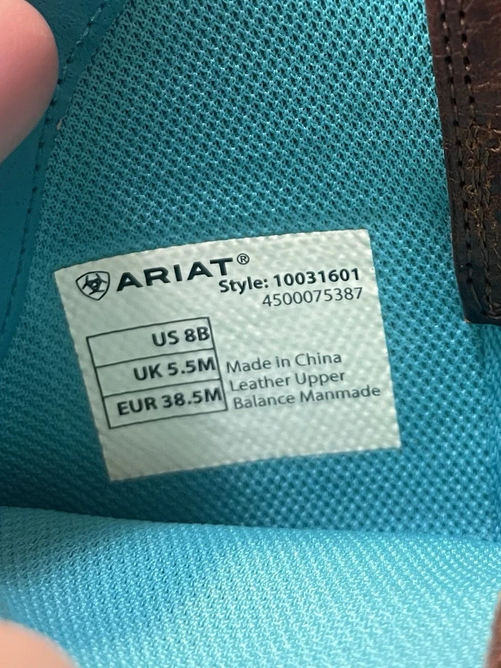 Ariat Women’s Square Toe Brown , turquoise And Orange 8B  Boots - Image 2 of 4