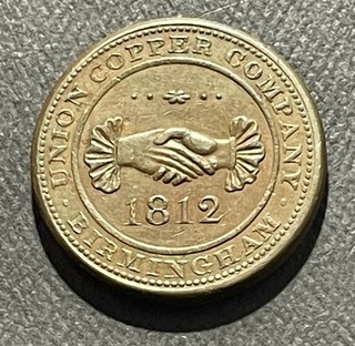 Great Britain 1812 Penny Token: UCC Birmingham Bradford Workhouse Overstamp