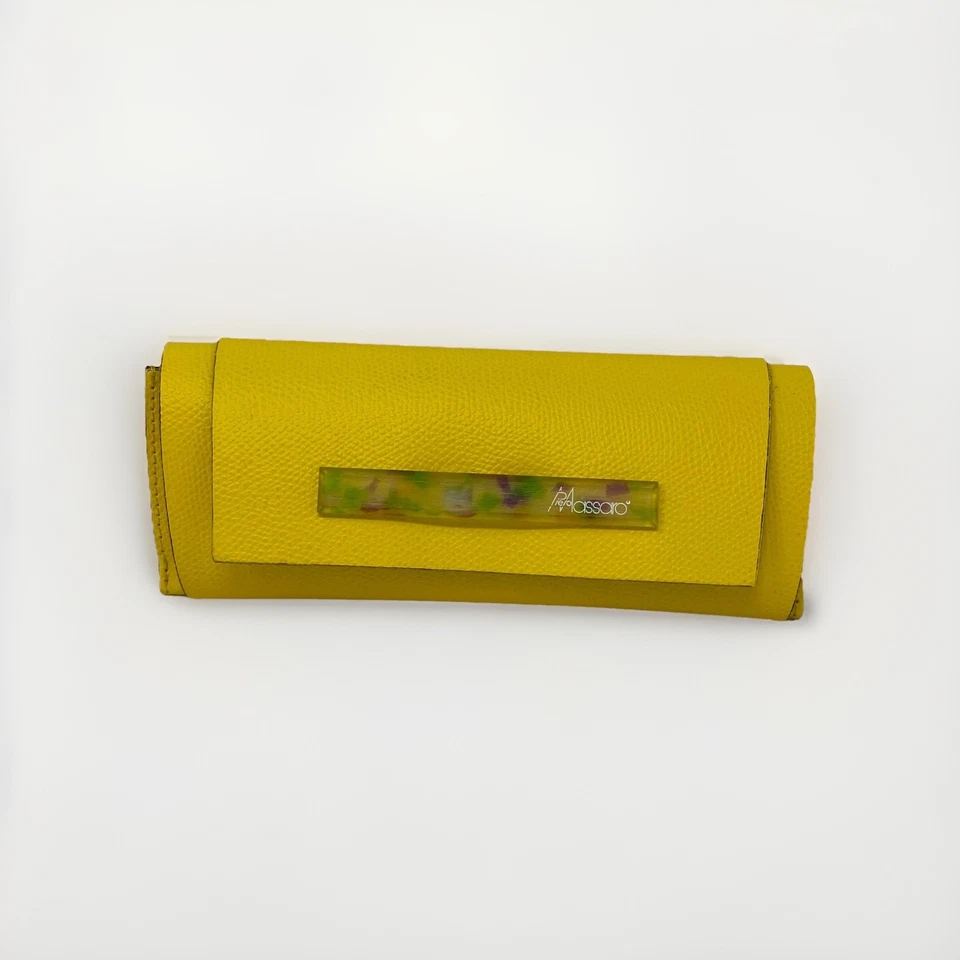 Estuche de Anteojos Piero Massaro De Colección Estuche de Cuero Guijarro Amarillo Solo Hecho en Italia Foto 2 de 4