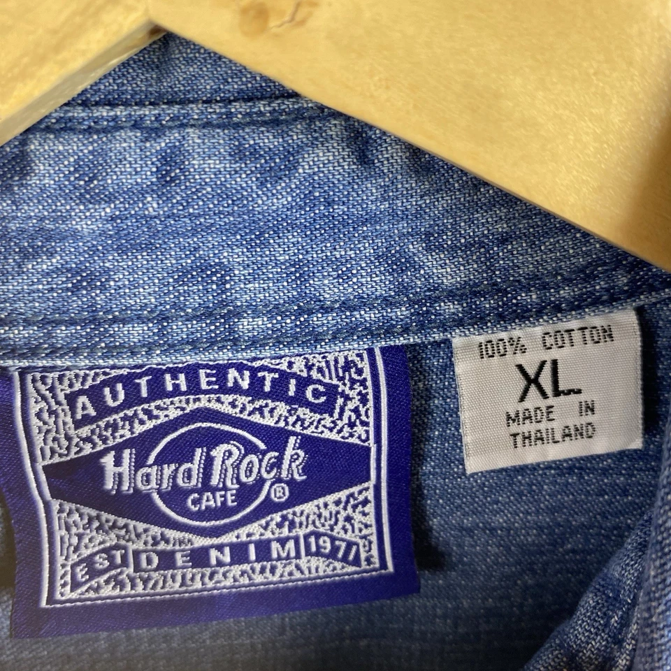 Hard Rock Cafe Las Vegas Denim Shirt Mens XL Blue Long Sleeve Button Up - image 4 of 4