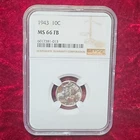 1943 Mercury Dime 10C Philadelphia Silver 0.9 NGC MS66 Full Bands