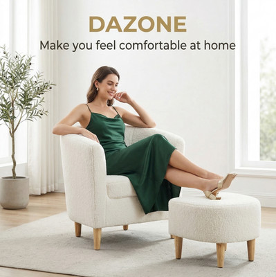 Accent Arm Chair Sherpa Upholstered Single Sofa Living Room Comfy Sofa W/Ottoman