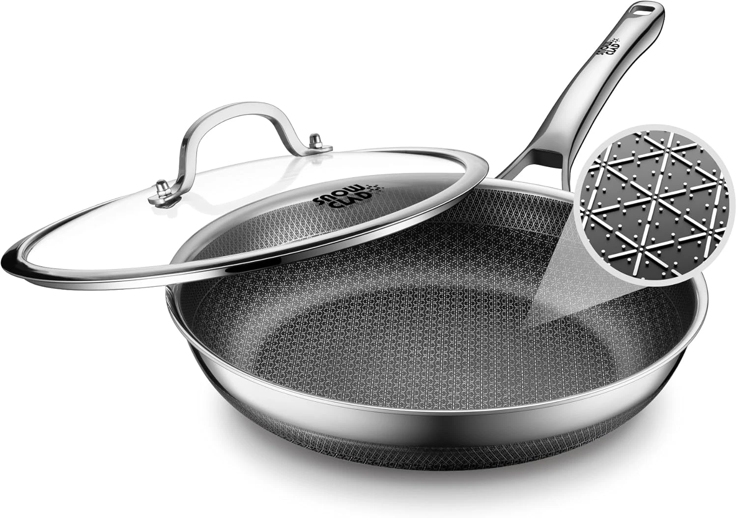 Non Stick Frying Pans with Lid, 12 Inch Hybrid Frying Pans Nonstick,Non Stick St