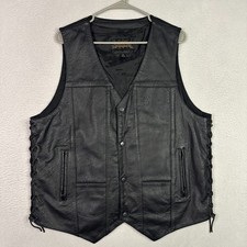 Street  Steel Leather Vest Men XL Black Anarchy Gunslinger Motorcycle Biker
