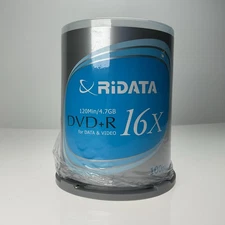 RiDATA 16x 120 Mins 4.7 GB DVD+R Blank Recordable Disc 100 Pack