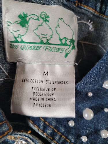 The Quacker Factory Pearl Beaded Blue Denim Woman's Jacket SZ MED - Picture 5 of 5