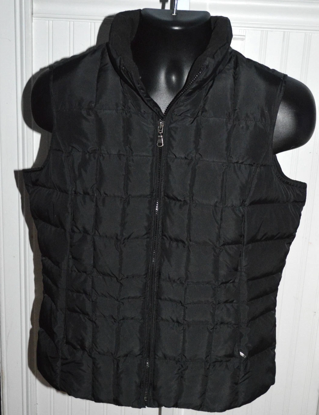 EDDIE BAUER PREMIUM GOOSE DOWN PUFFER VEST BLACK MENS LARGE ZIP UP POCKETS VGC