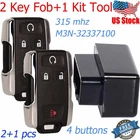 2 For 2014 - 2018 Chevy Silverado 1500 2500 3500 Remote Key Fob +Programmer Tool