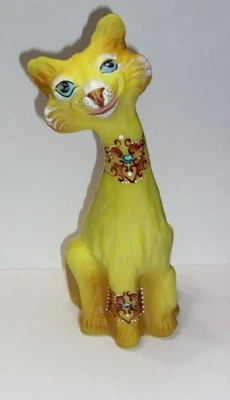 Fenton Glass "Miss Dandelion" Yellow Alley Cat Figurine Ltd Ed #3/51 JK Spindler - Image 1 of 4