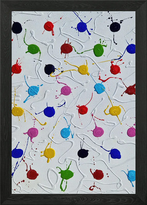 Atomic color paint drops Framed Wall Art Poster Canvas Print Picture