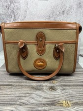Dooney Bourke All Weather Leather Satchel Shoulder Bag Cream Tan Vintage