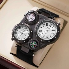 Luxury Large Dial Men Sports Watches Casual Leather Strap Quartz Wristwatches