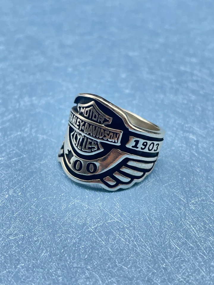 Unisex 925 Sterling Silver Harley-Davidson Ring, Solid Sport Motorcyle Jewelry - Image 3 of 4