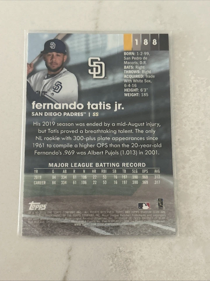 Refrator 2020 Topps Stadium Club - Chrome Fernando Tatís Jr. #188 - Imagem 2 de 2