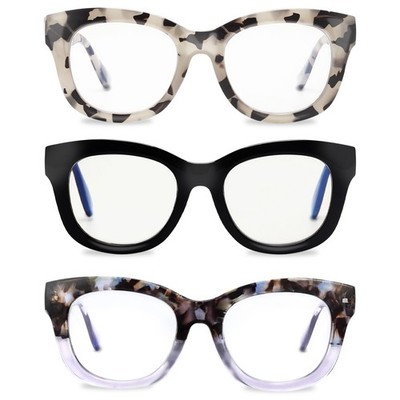 Readers for Women Fashion Style Square Reading Glasses with Spring Hinge Blue...