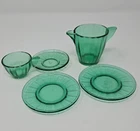 Akro Agate Toy Dishes 5 Pieces Interior Panel Jade Trans Optic ca 1935-1938 TM