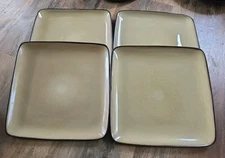 Home Trends RAVE TAUPE Square Dinner Plates * Set of 4 Lot  10 3/4"