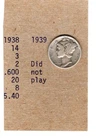 1937 - P  Mercury Silver Dime 775- AC Fine