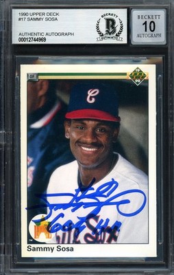 Sammy Sosa Signed 1990 Upper Deck RC 17 White Sox Auto GM 10 ''609 HR'' Beckett