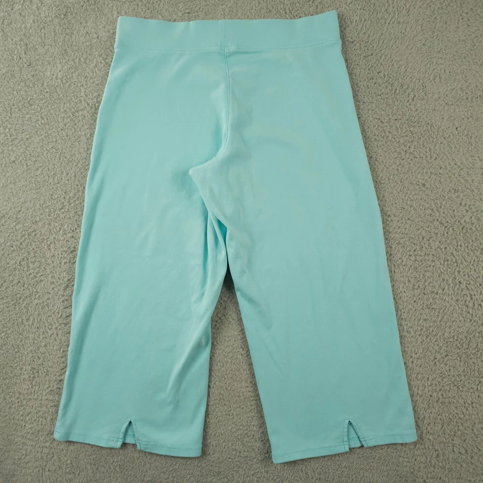 Pantalones Fresh Produce Medianos Verde Azul Tirar de Pierna Ancha Capri Dobladillo con Muescas Costero Foto 2 de 4