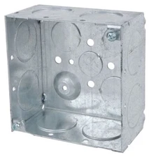 Steel City 52171 1, Electrical Square Outlet Box, 4Sqr Bx,Stl,1/2,3/4,1 Ko, 1 PC