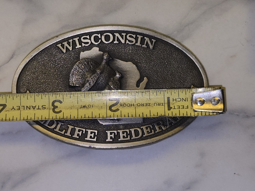 1981 WISCONSIN WILDLIFE FEDERATION TURKEY BELT BUCKLE PEWTER #1 of 500 - Picture 3 of 3