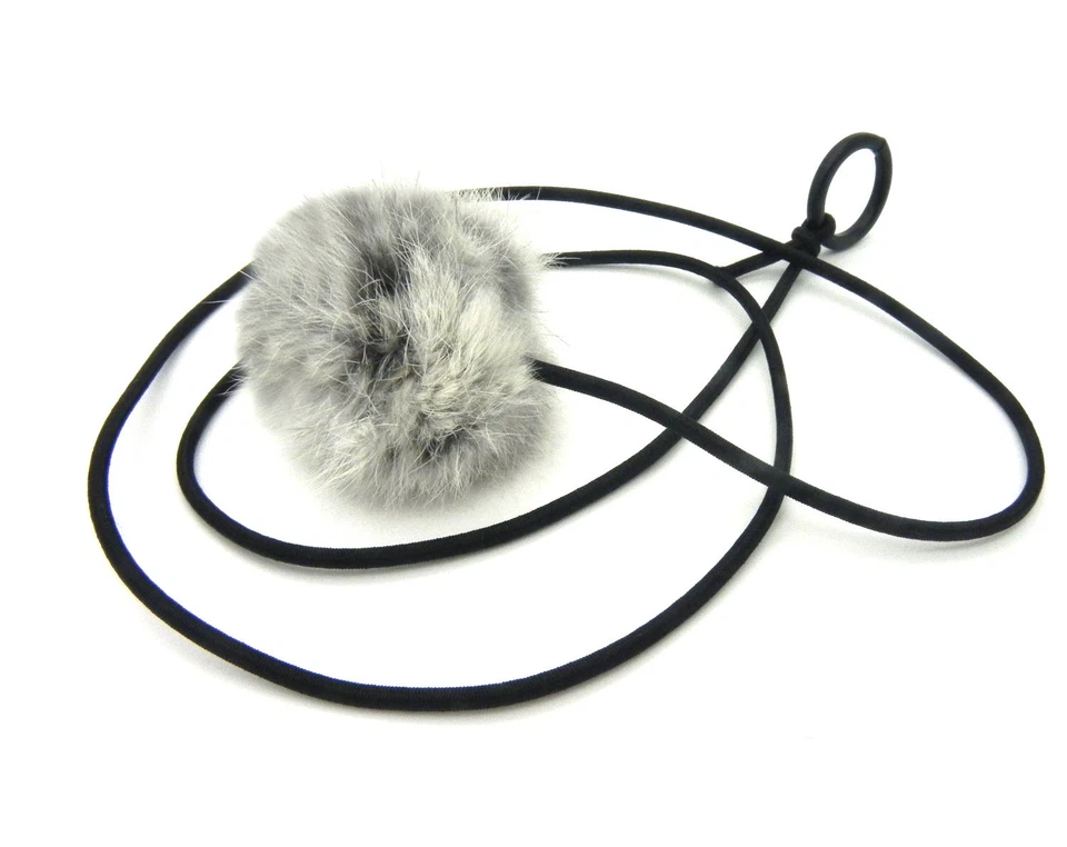 KATS'N US® Bouncy Ball Rabbit fur String Cat Toy Nautral colors