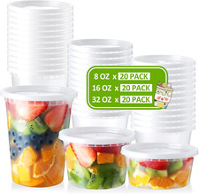 60 Set Deli-Containers-With-Lids: 8Oz 16Oz 32Oz Combo Plastic-Food-Storage-...