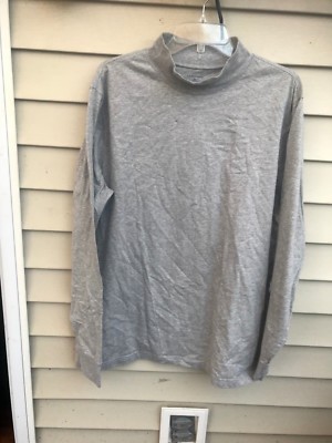 Lands End Mens XL 46-48 gray Cotton Long Sleeve Turtleneck Shirt