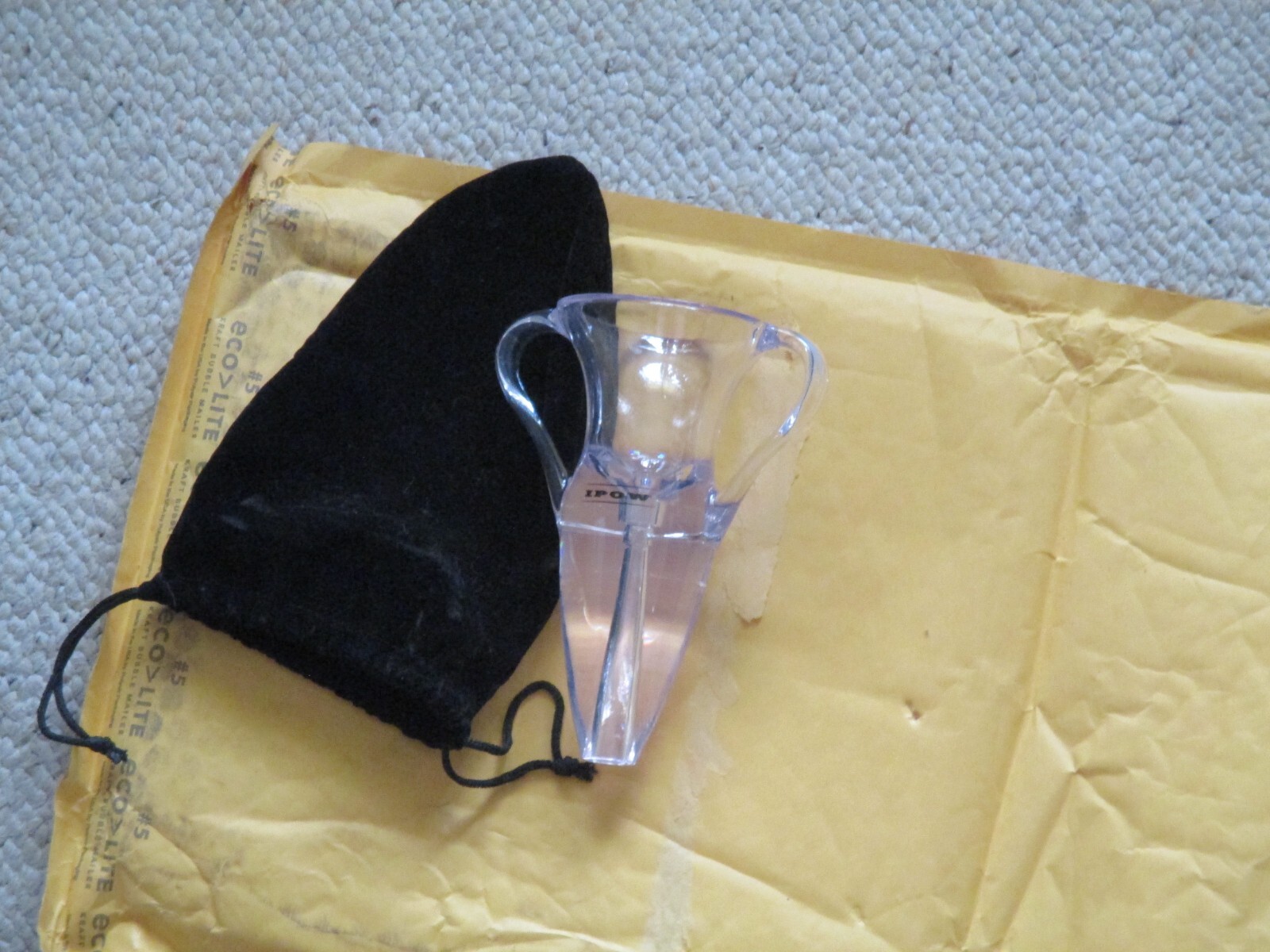 Angel Decanter Wine Aerator 4 pieces clear glass black velvet case eBay