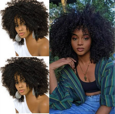 Black Curly Wigs for Black Women Afro Curly Wigs with Bangs Afro Hair Synthetic