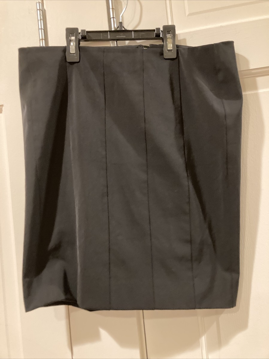 PRADA Solid Black polyester Cotton stretch Straight Pencil Skirt