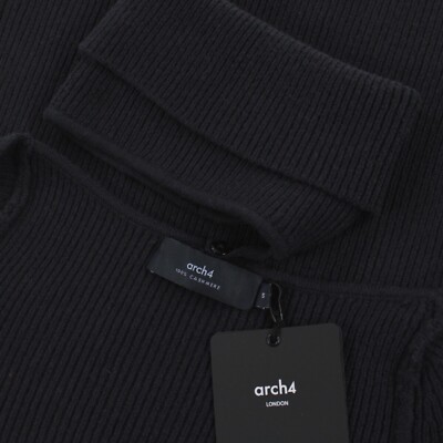 Arch4 NWT Amandine Ribbed Sweater Detachable Roll Neck Size Small in Carbon Blue