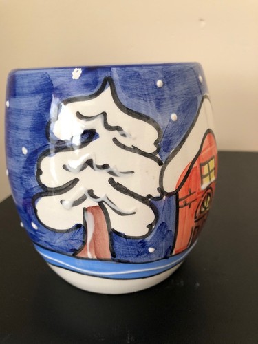 ZRIKE CABIN POTTERY MUG HOME FOR THE HOLIDAYS ITALY Hand Painted - Picture 4 of 6