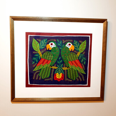 Molas Papageien Textil Stickerei Applikation Volkskunst von Kuna Yala Indianer Panama