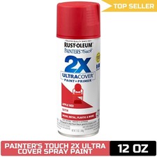 Rust-Oleum Painter's Touch 2X Ultra Cover Spray Paint, 12 oz - Satin Apple Red