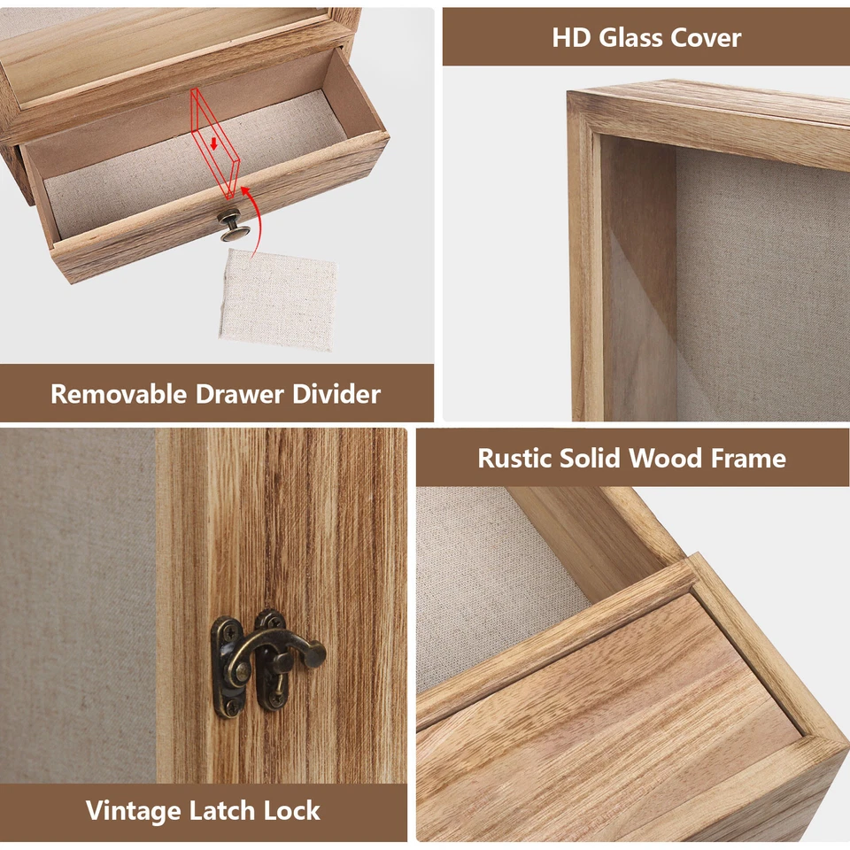 Shadow Box Display Case Large 11x16 Shadow Box Picture Frame W/ Drawer - Image 4 of 4