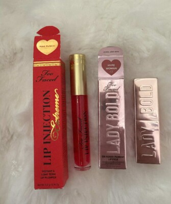 3 Pieces Too Faced Lip Injection Pink Punch 0.14oz Lady Bold Hype Woman 02 W14