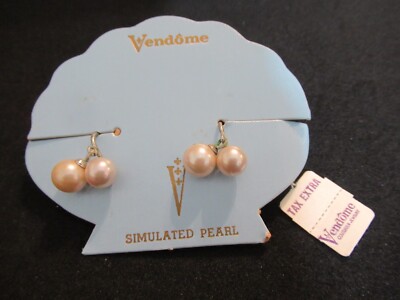 Vendome Sterling Simulated Pearl Earrings Adjustable Screw Clip on NOS