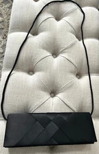 Charming Charlie Black Formal Clutch Handbag Barrel Purse Shoulder Evening Bag