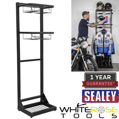 #ad Sealey Helmet Storage Rack Motorcycle Gear Tidy Freestanding GBP 141.50