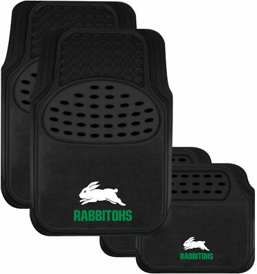 NRL Car Floor Mats - South Sydney Rabbitohs - Set Of 4 - Universal Size Fit 