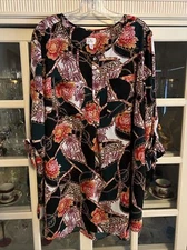 Dressbarn Women’s Tops 2X Tunic Multiple Prints Slit Hem