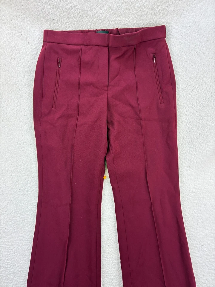 Pantalones Pull-On Theory Demitria Para Mujer Talla 2 Borgoña Almirante Crepé Pierna Acampanada Foto 2 de 4