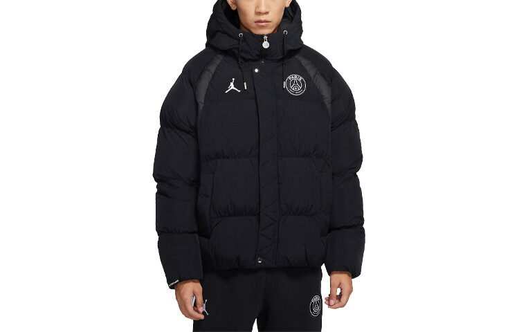 Jordan Paris Saint-Germain Logo Print Badge Hooded Cotton Jacket
