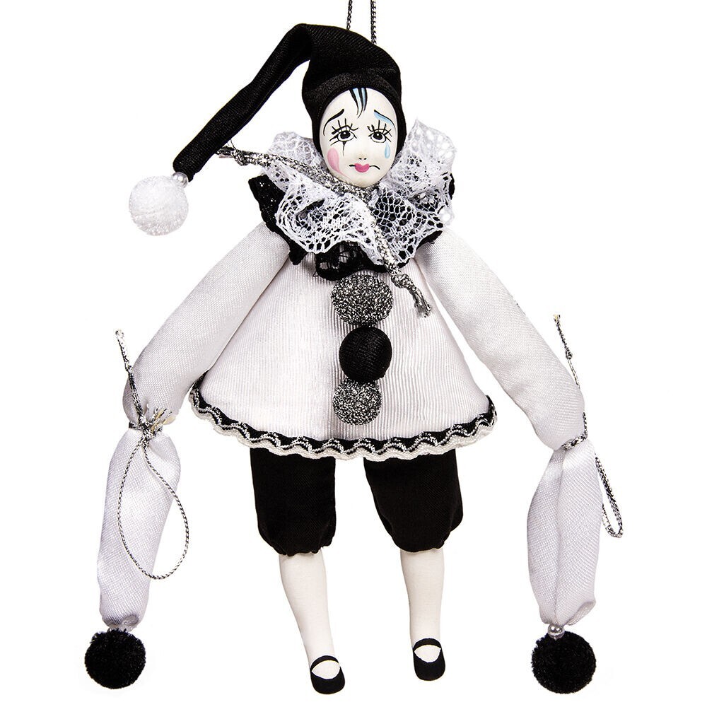 Pedrolino Pierrot Sad Clown Collectible Doll Handmade Christmas