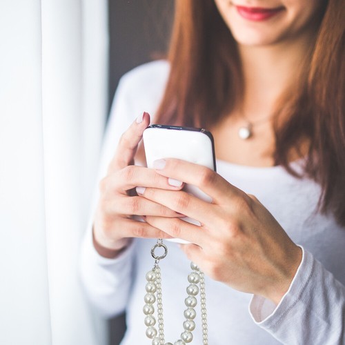 Cellphone Pearl Strap Tote Bag Pearl Chain Necklace Phone Lanyard - 第 11/12 張圖片