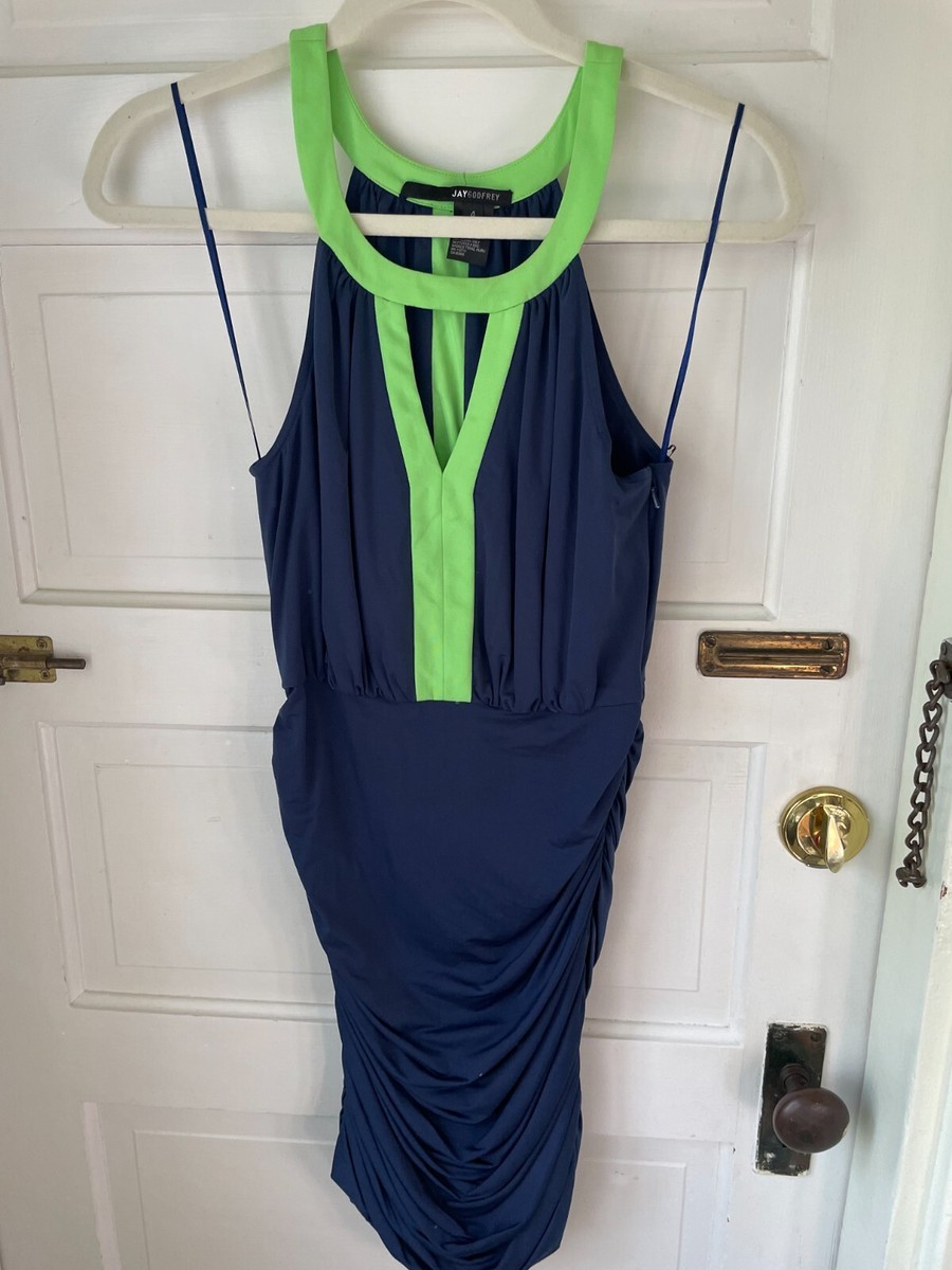 lime green and navy blue dress Jay Godfrey seahawks colors bodycon - 4 Waist Size:77- 87 cm Lovely Show Like Nastya This adorable navy blue size-5
